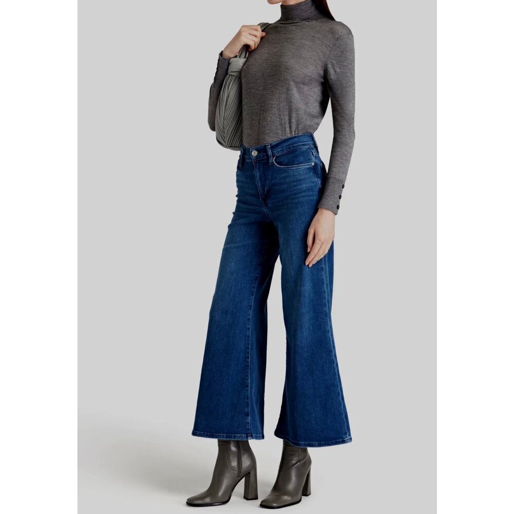 Frame Le Palazzo High Waisred Denim Crop Wide Leg Jeans Kinmount Blue Womens 29